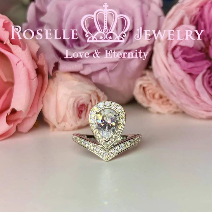 Pear Cut Crown Engagement Ring - VP5 - Roselle Jewelry