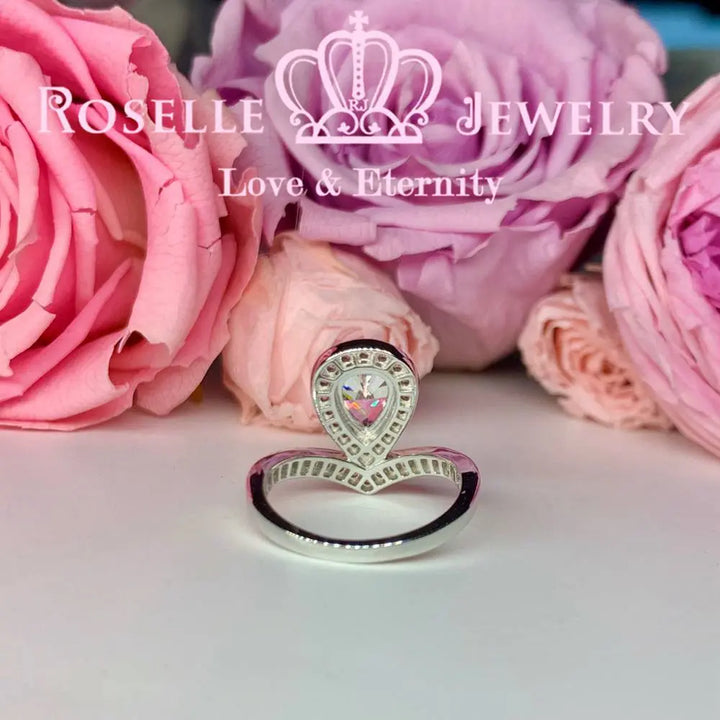 Pear Cut Crown Engagement Ring - VP5 - Roselle Jewelry