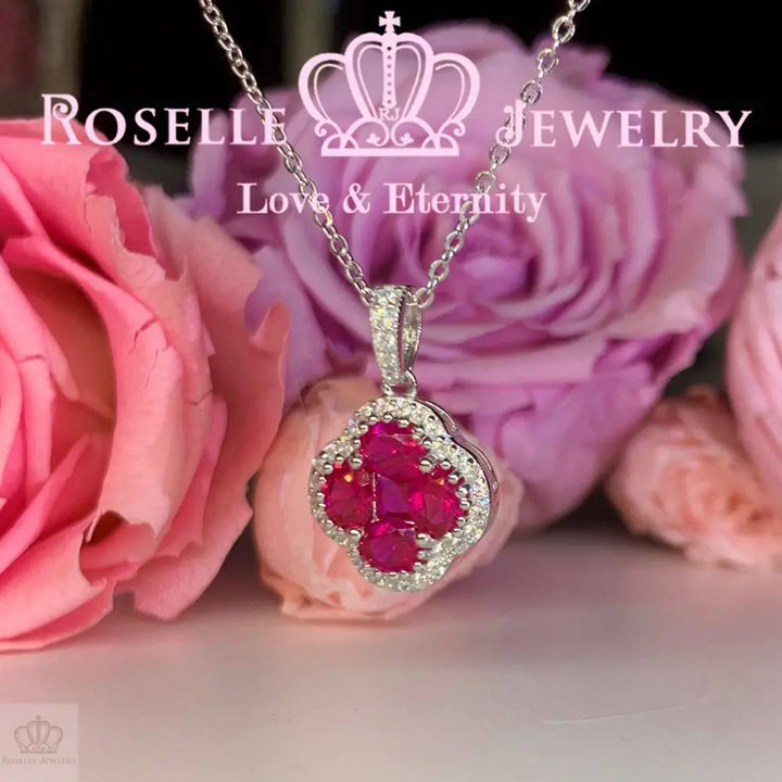Clover Lab Grown Gemstone Pendant - CF1 - Roselle Jewelry