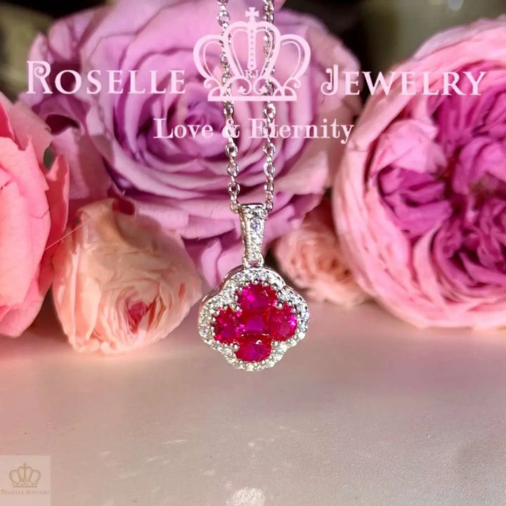 Clover Lab Grown Gemstone Pendant - CF1 - Roselle Jewelry