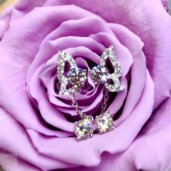 Detachable Butterfly Drop Earrings - DE7 - Roselle Jewelry