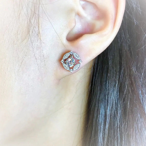Detachable Floral Halo Stud Earrings - RR6 - Roselle Jewelry
