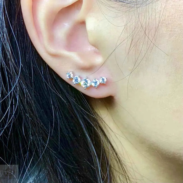 5 Stone Gradient Clip Bone Earrings - ER10 - Roselle Jewelry