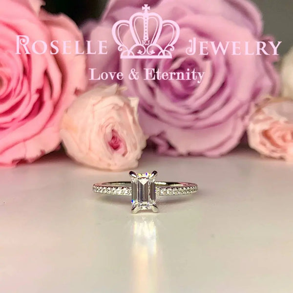 Emerald Cut Side Stone Engagement Ring - TE2 - Roselle Jewelry