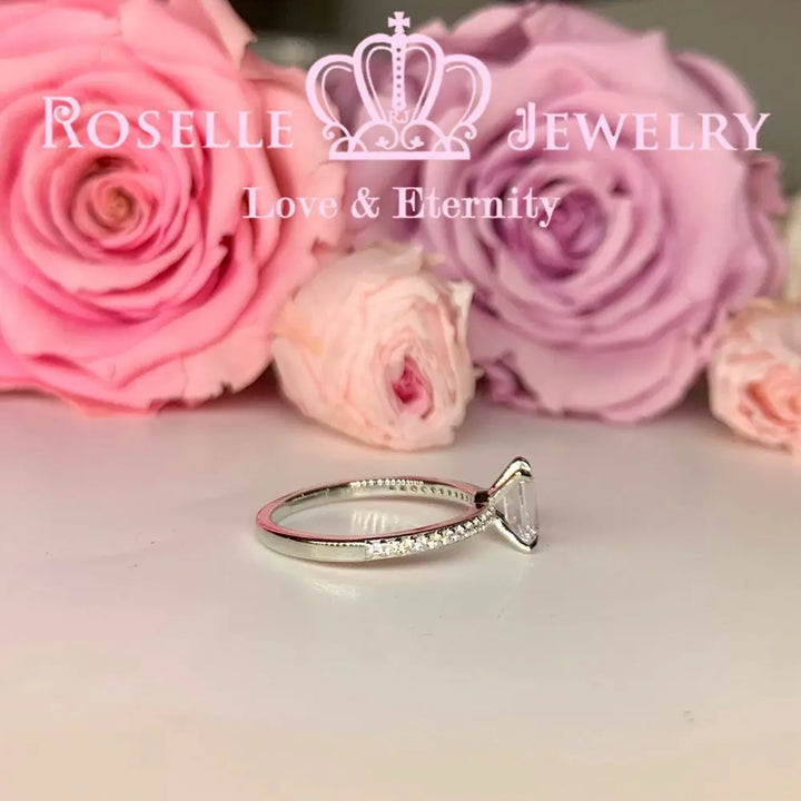 Emerald Cut Side Stone Engagement Ring - TE2 - Roselle Jewelry