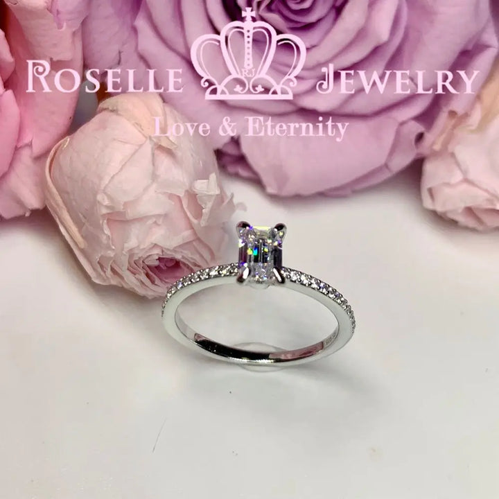 Emerald Cut Side Stone Engagement Ring - TE2 - Roselle Jewelry