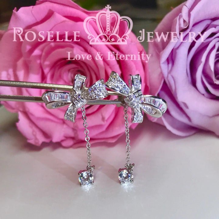 Detachable Ribbon Fashion Drop Earrings - DE11 - Roselle Jewelry