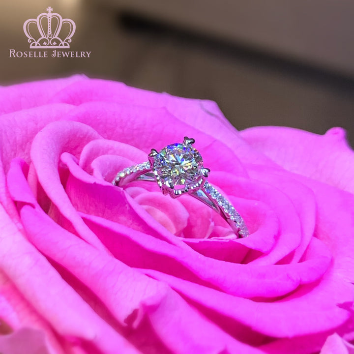 0.86CTW Four Prong Heart Shape Claw Lab Grown Side Stone Diamond Engagement Ring - LGR007 - Roselle Jewelry