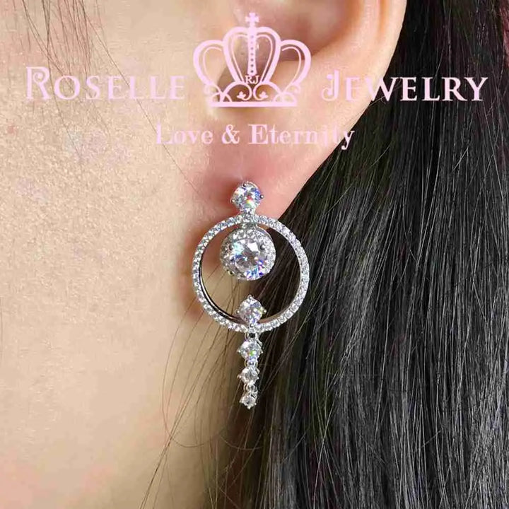 Sparkling Circle Drop Earrings - DE13 - Roselle Jewelry