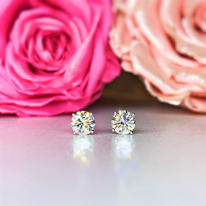 0.31CT 18K White Gold Lab Grown Diamond Four Prong Earrings - LE2 - Roselle Jewelry