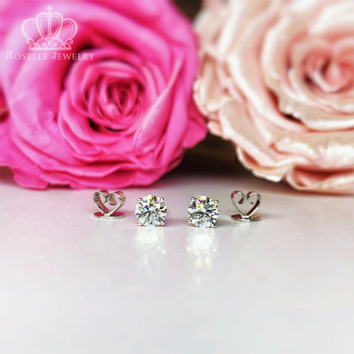 0.31CT 18K White Gold Lab Grown Diamond Four Prong Earrings - LE2 - Roselle Jewelry