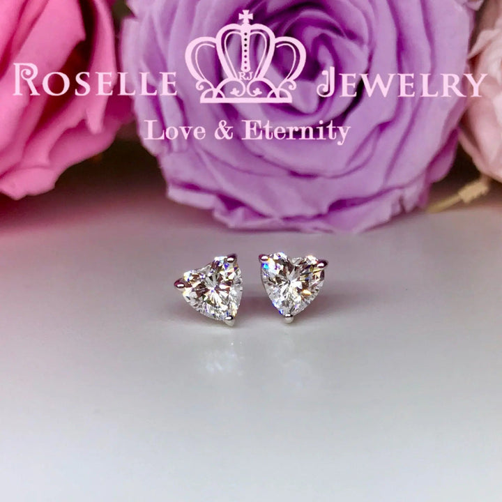 Detachable Heart Shape Halo Stud Earrings - RH2 - Roselle Jewelry