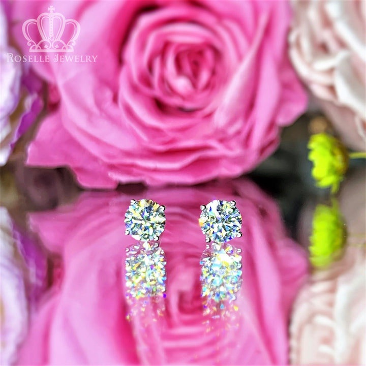 0.31CT 18K White Gold Lab Grown Diamond Four Prong Earrings - LE2 - Roselle Jewelry