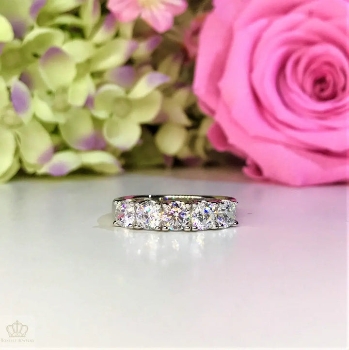 Five Stone Common Prong Wedding Ring - RH6 - Roselle Jewelry