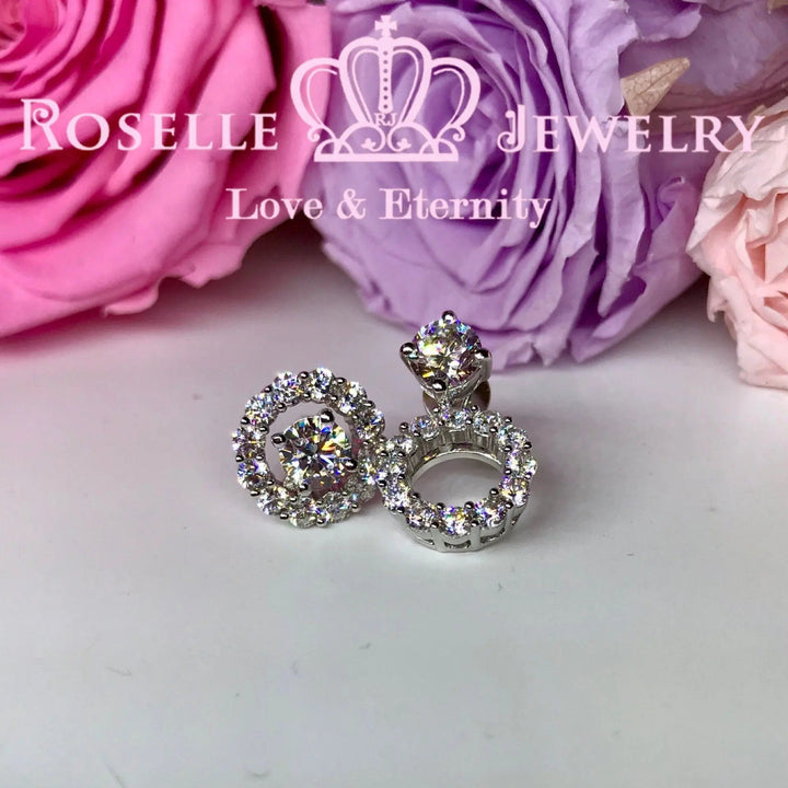Detachable Halo Stud Earrings - RR5 - Roselle Jewelry