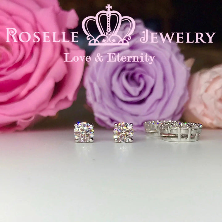 Detachable Halo Stud Earrings - RR5 - Roselle Jewelry