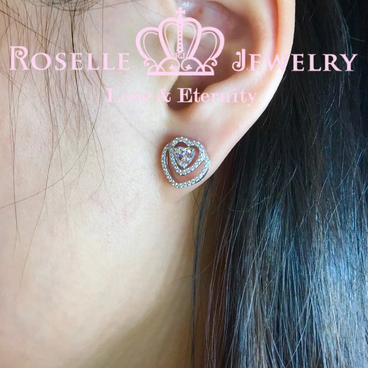 Detachable Heart Shape Halo Stud Earrings - RH2 - Roselle Jewelry
