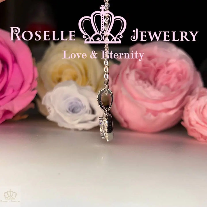Halo Cushion Cut Drop Pendants - CH2 - Roselle Jewelry
