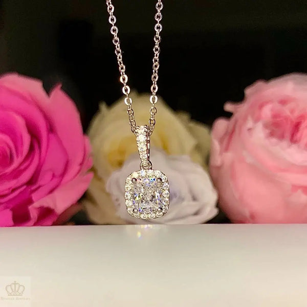 Halo Cushion Cut Drop Pendants - CH2 - Roselle Jewelry