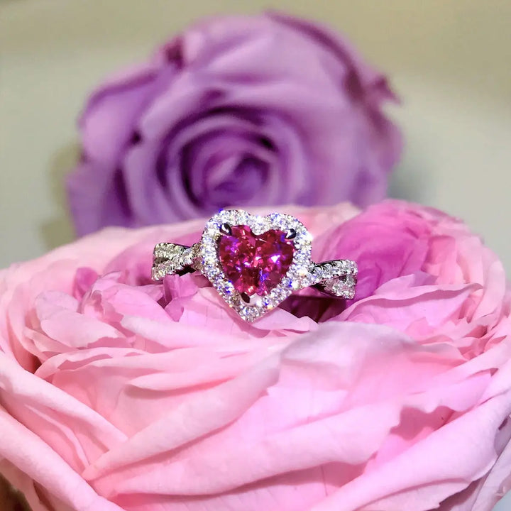 Heart Shape Halo Engagement Ring - VS6 - Roselle Jewelry