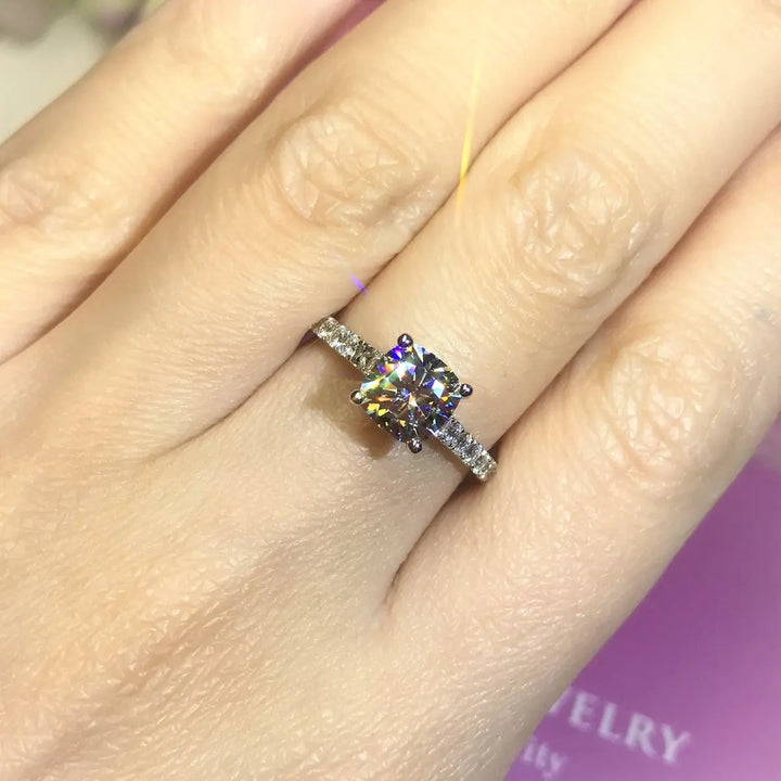 Cushion Cut Side Stone Engagement Ring - TC1 - Roselle Jewelry