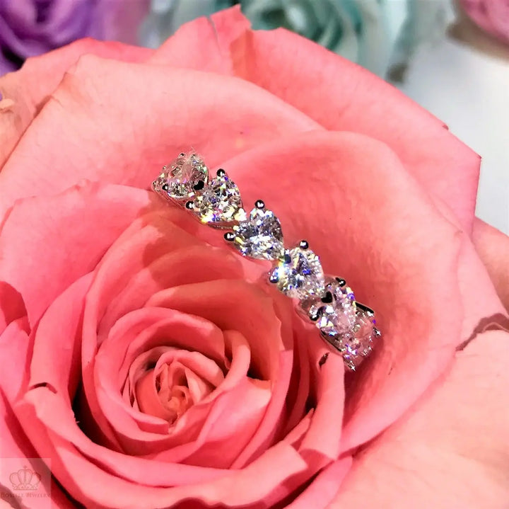 Heart Shape Eternity Wedding Ring -BH1 - Roselle Jewelry