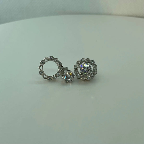 Detachable Halo Stud Earrings - RR7 - Roselle Jewelry