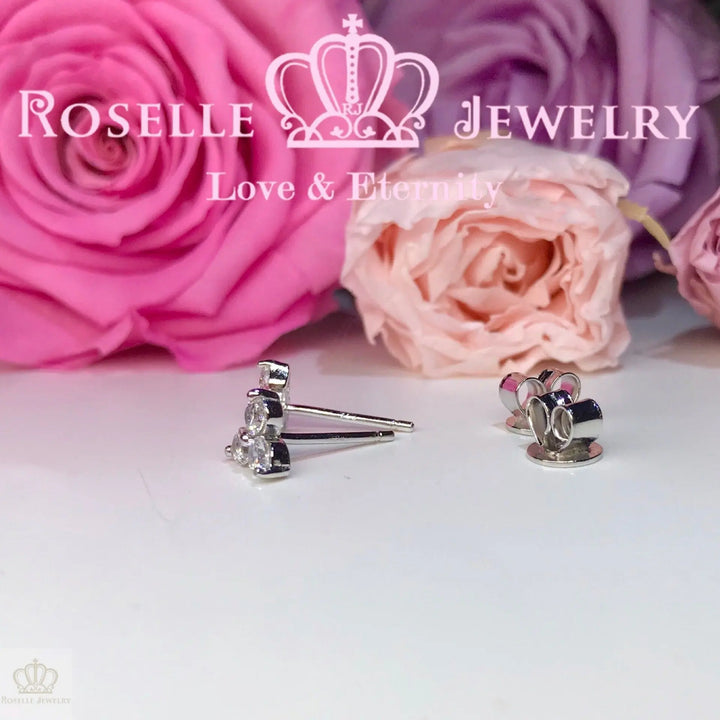 Three Stone Diamond Stud Earrings - HE2 - Roselle Jewelry