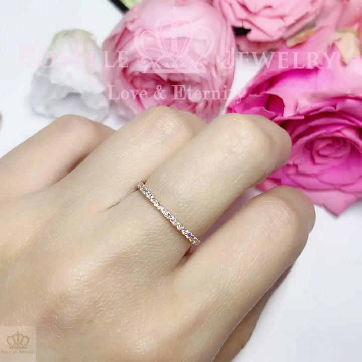 Stackable Micro Pave Half Eternity Diamond Band Ring - LR5 - Roselle Jewelry