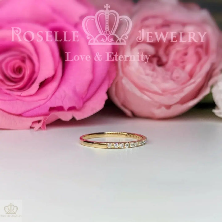 Stackable Micro Pave Half Eternity Diamond Band Ring - LR5 - Roselle Jewelry