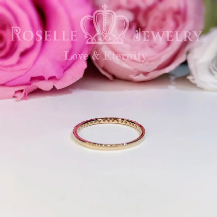 Stackable Micro Pave Half Eternity Diamond Band Ring - LR5 - Roselle Jewelry