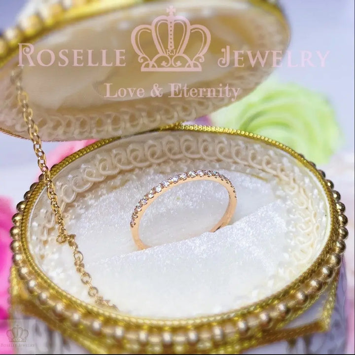 Stackable Micro Pave Half Eternity Diamond Band Ring - LR5 - Roselle Jewelry