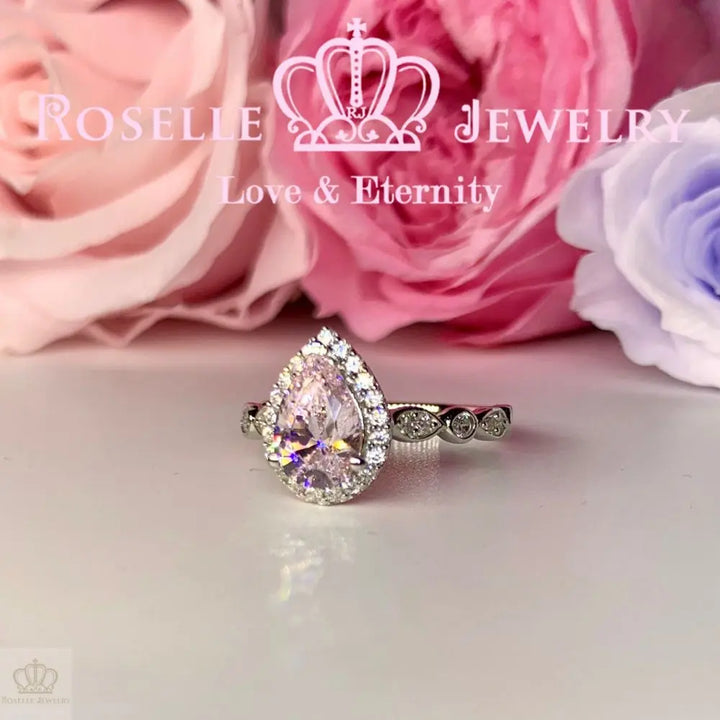 Pear Cut Halo Engagement Ring - VP6 - Roselle Jewelry