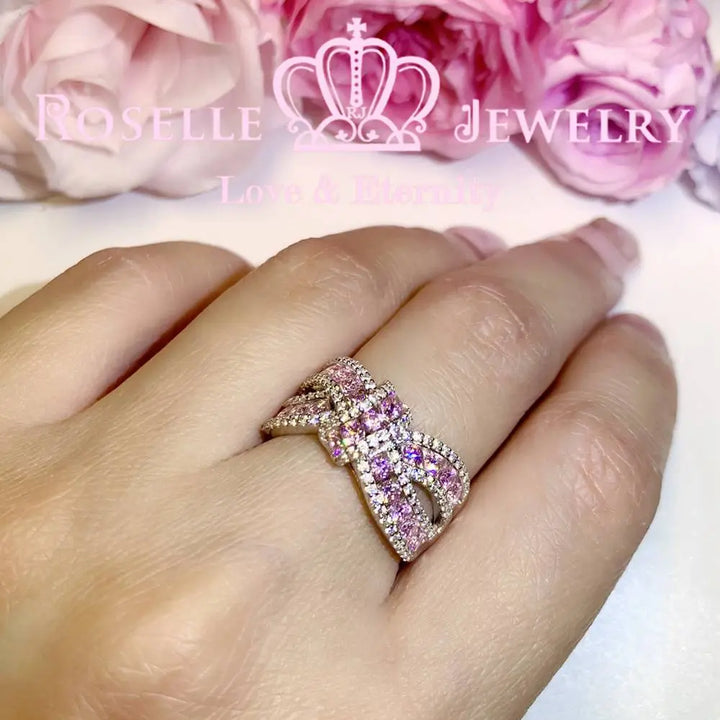 Two Tone Stone Bow Fashion Ring - BA49 - Roselle Jewelry