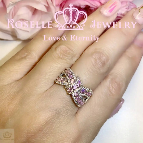 Two Tone Stone Bow Fashion Ring - BA49 - Roselle Jewelry