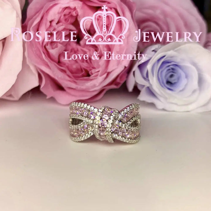 Two Tone Stone Bow Fashion Ring - BA49 - Roselle Jewelry