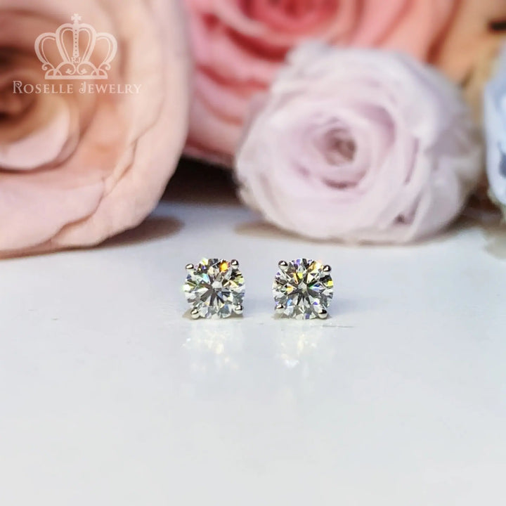 0.40CT 18K White Gold Lab Grown Diamond Four Prong Earrings - LE1 - Roselle Jewelry