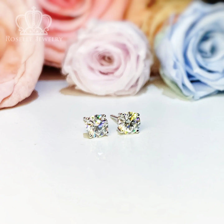0.40CT 18K White Gold Lab Grown Diamond Four Prong Earrings - LE1 - Roselle Jewelry