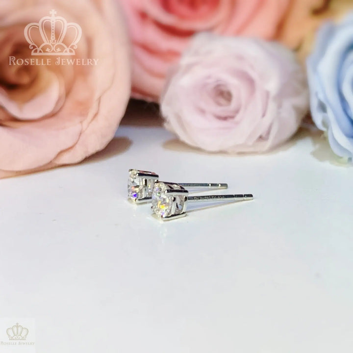 0.40CT 18K White Gold Lab Grown Diamond Four Prong Earrings - LE1 - Roselle Jewelry