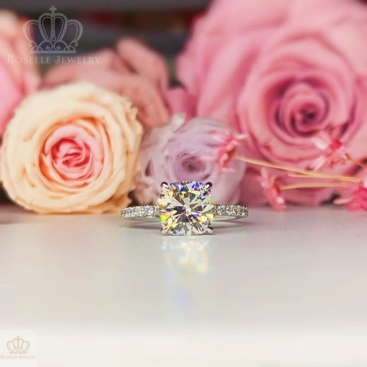 Cushion Cut Side Stone Engagement Ring - TC3 - Roselle Jewelry