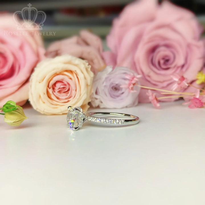 Cushion Cut Side Stone Engagement Ring - TC3 - Roselle Jewelry