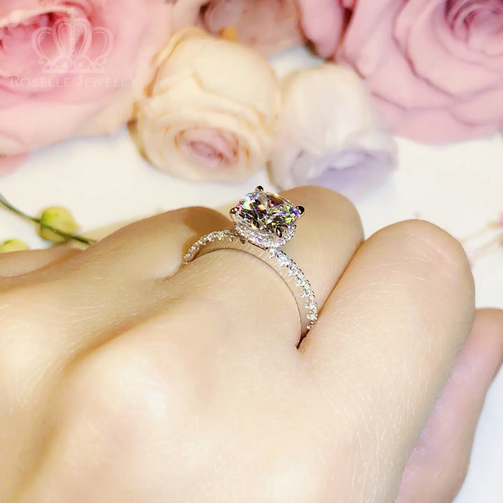 Cushion Cut Side Stone Engagement Ring - TC3 - Roselle Jewelry