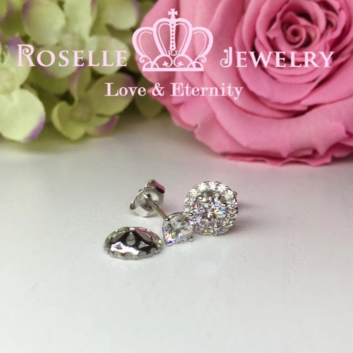 Detachable Halo Stud Earrings - RR1 - Roselle Jewelry