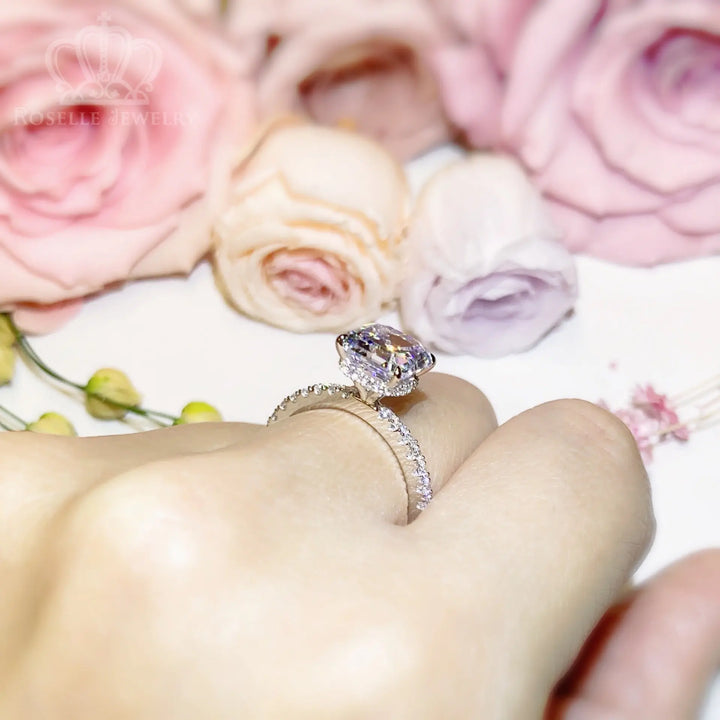 Asscher Cut Side Stone Engagement Ring - TA1 - Roselle Jewelry
