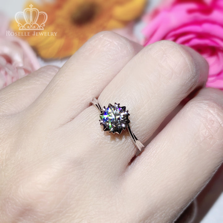 0.7CT Floral Snowflake Solitaire Engagement Ring - LGR013 - Roselle Jewelry