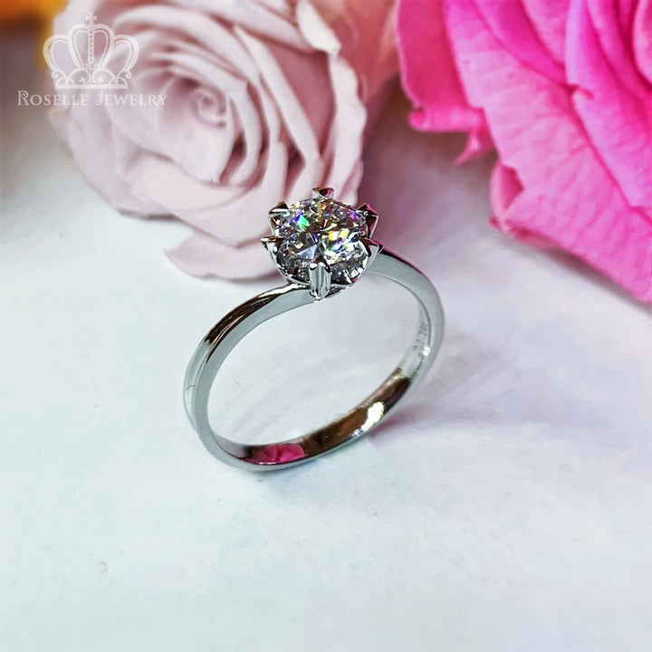 0.7CT Floral Snowflake Solitaire Engagement Ring - LGR013 - Roselle Jewelry