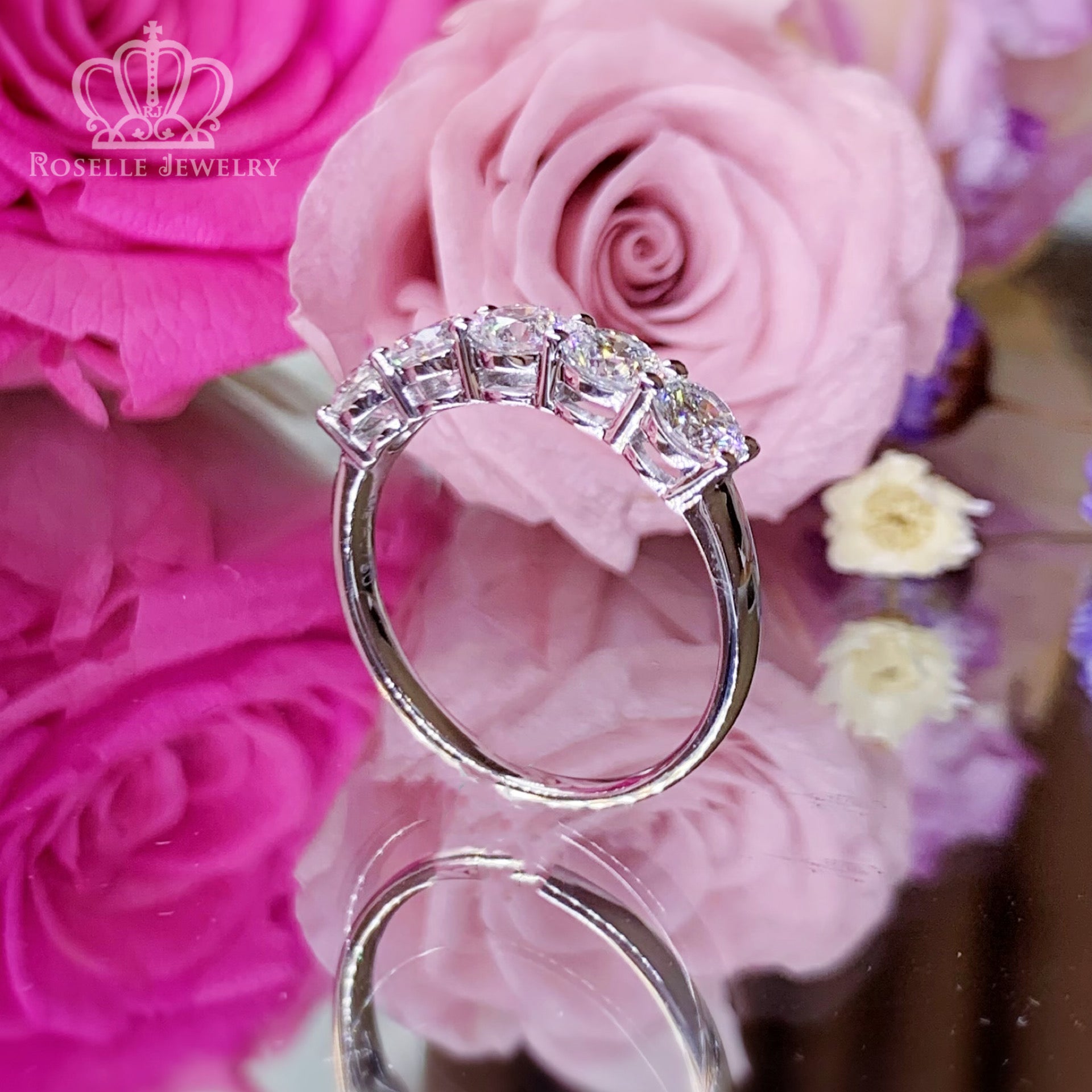 1.25CTW Five Stone Half Eternity Wedding Ring - LGR016 - Roselle Jewelry