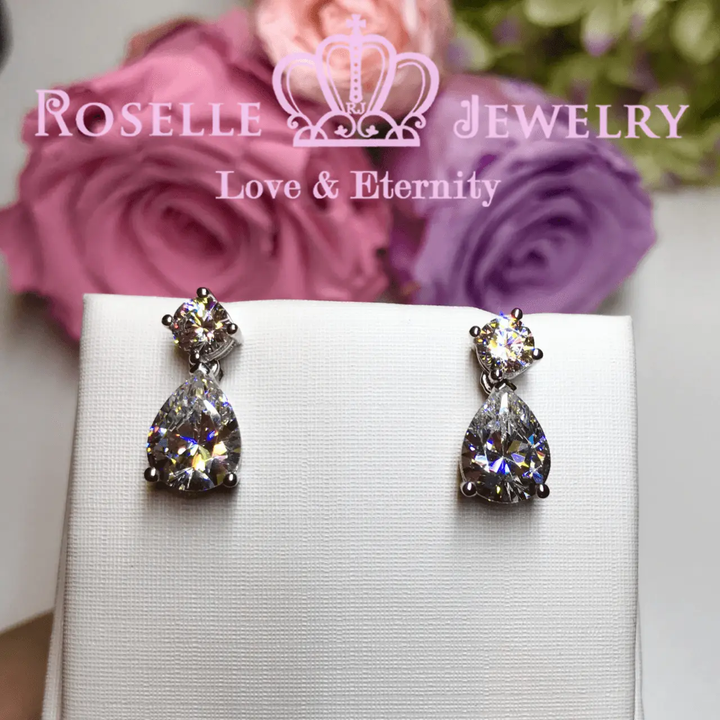 Pear Cut Drop Stud Earrings - DE3 - Roselle Jewelry