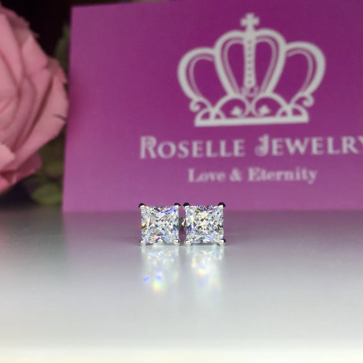 Princess Cut Stud Earrings - PS1 - Roselle Jewelry