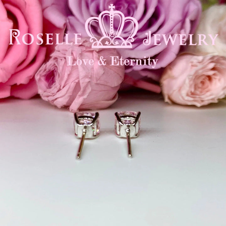 Detachable Cushion Cut Halo Stud Earrings - RR9 - Roselle Jewelry